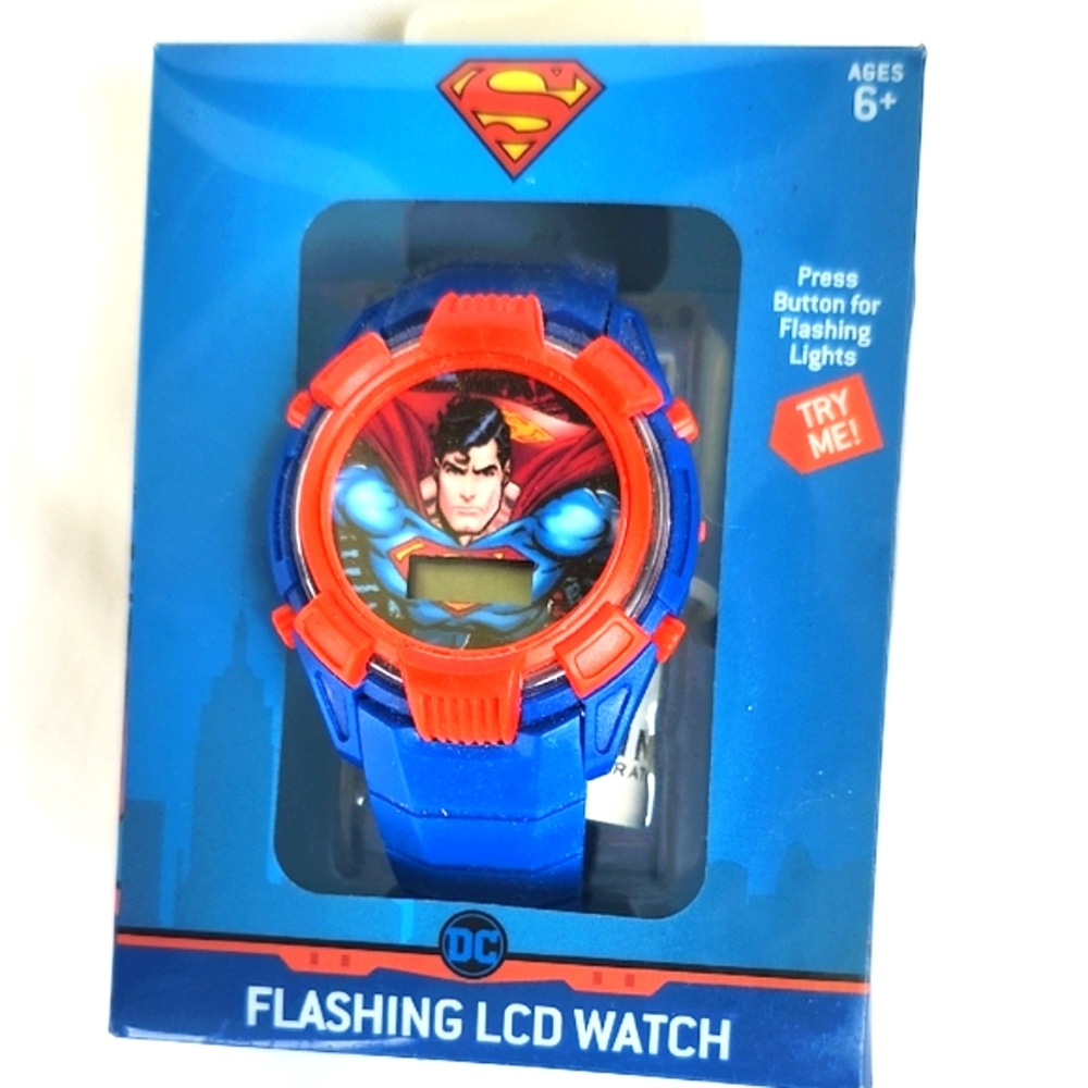 DC Superman Flashing LCD Watch - Blue and Red